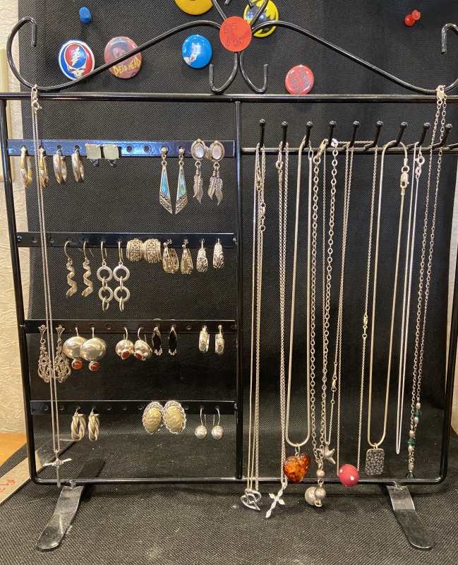 jewelry stand earrings and necklaces